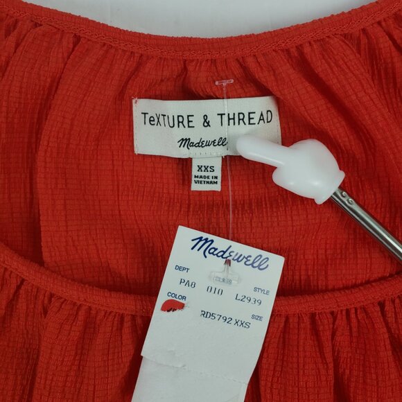 Madewell Texture & Thread XXS Red NWT Womens Blouse Top Spring Summer Fall - Picture 3 of 12